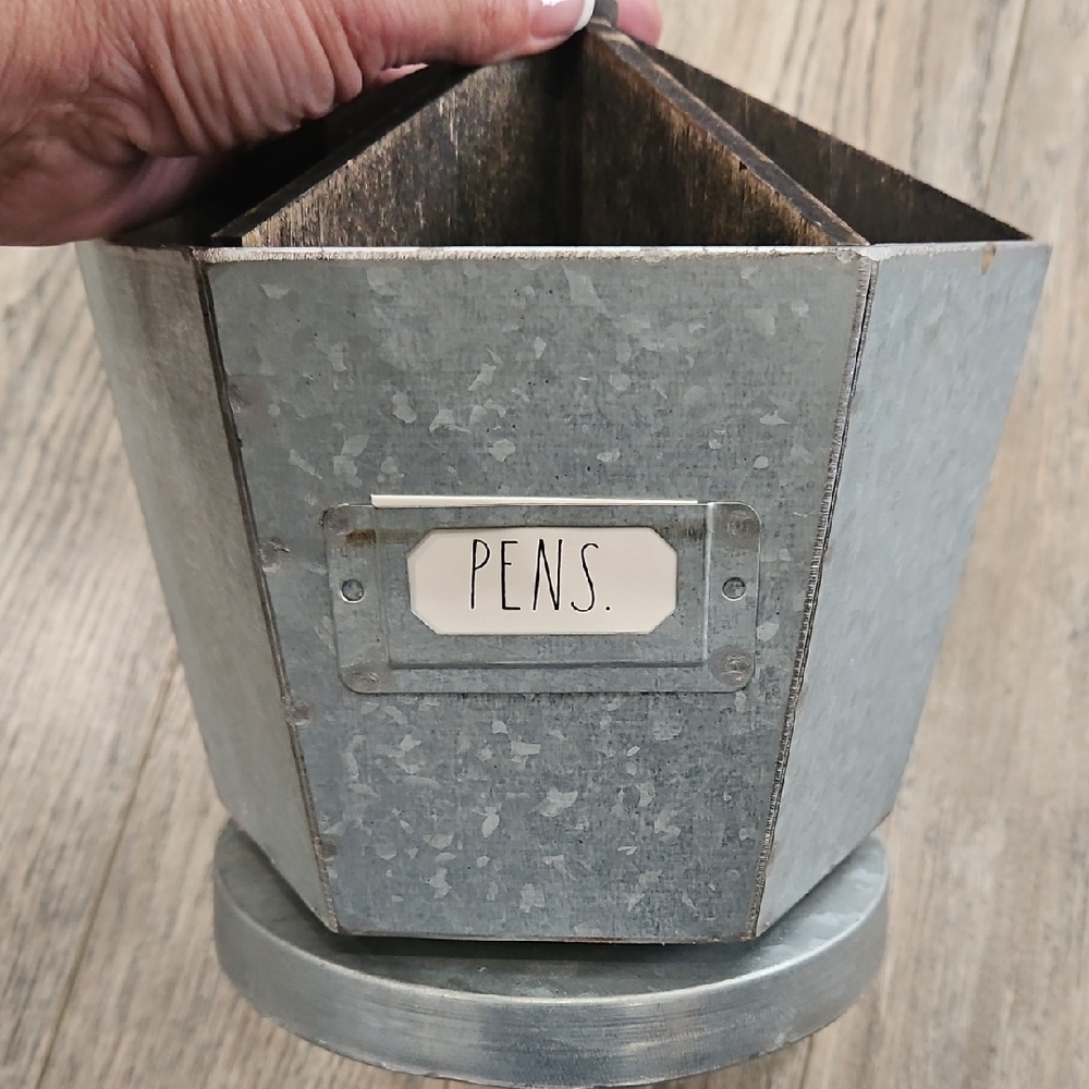 Rae Dunn Hexagonal Galvanized Gray Metal Organizer - Picture 5 of 8